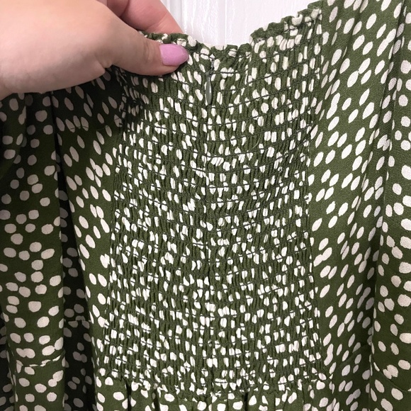 Reformation Sigmund Midi Dress in Green Moiret Print Size 14 - Picture 8 of 10